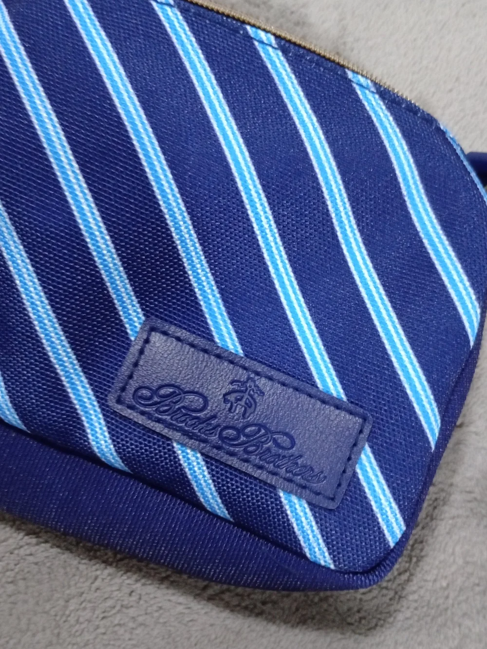 Brooks Brothers Navy and Light Blue Striped Toiletry Bag